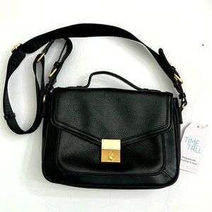 Time and Tru Black Shoulder Bag with Gold Hardware